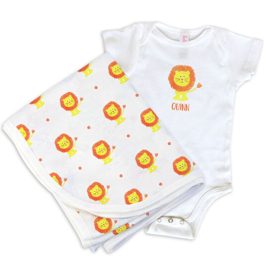 Lion Onesie and Baby Blanket Set